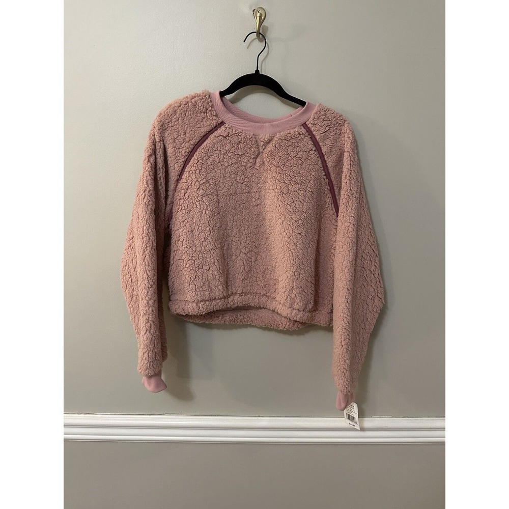 Madden Girl Sherpa Crew Neck Dusty Pink Sweatshirt Size XL